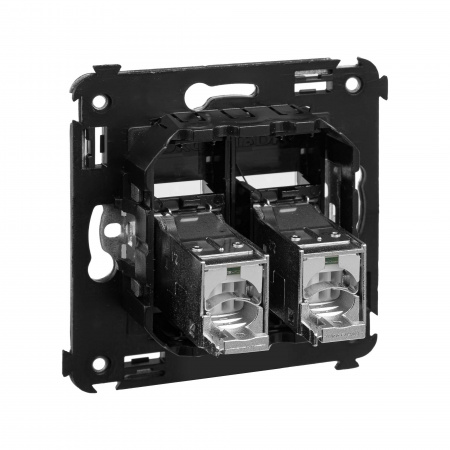 DKC Avanti Черный квадрат Компьютерная розетка RJ-45 двойная  категория 6 экранированная