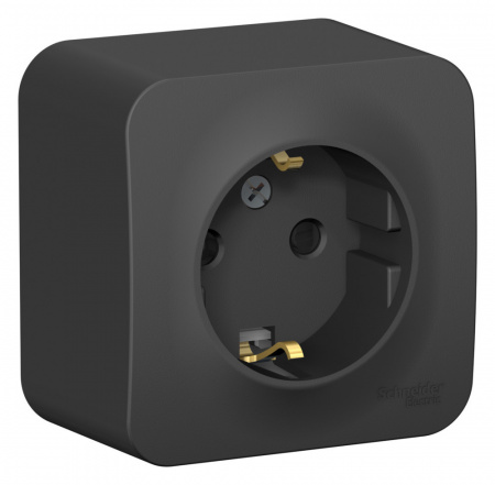 SE Blanca наруж Антрацит Розетка с/з со шторками 16А, 250В, изолир. пластина
