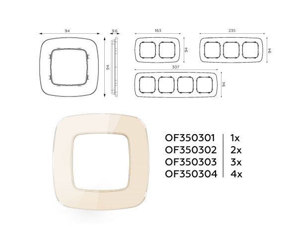 Рамка OMEGA Radian (Бежевый Стекло закаленное натуральное) 4-ая OF350304