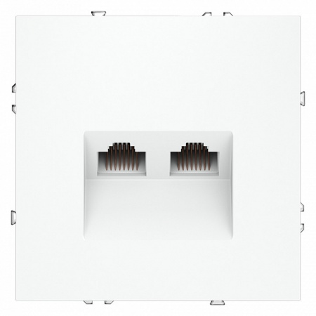 Розетка компьютерная встраиваемая VOLTUM S70 двойная RJ45+RJ45 кат.6, (белый матовый)