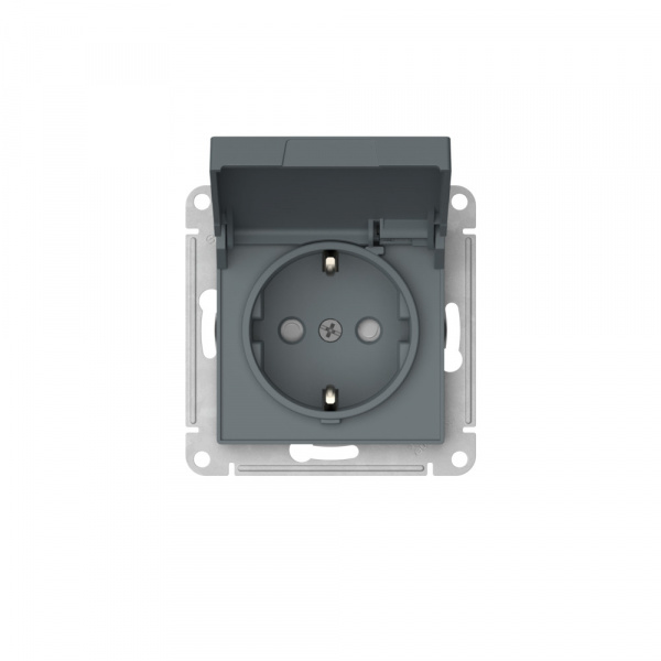 Systeme Electric AtlasDesign Грифель Розетка с заземл. со шторк. с крышкой, 16А,IP20,мех., быстрозажим. клем.