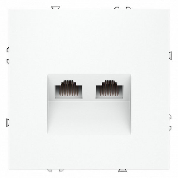 Розетка компьютерная встраиваемая VOLTUM S70 двойная RJ45+RJ45 кат.6, (белый матовый)