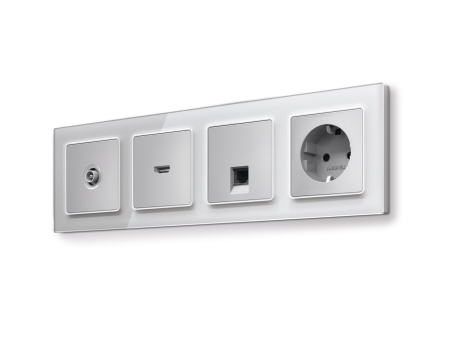 Рамка ALFA Platos (Серебро Стекло органическое) 4-ая AF330404