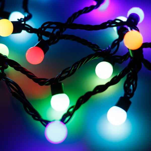 Arlight Светодиодная гирлянда ARD-BALL-PRO-D17.5-10000-BLACK-100LED RGB (230V, 7W) (Ardecoled, IP65)