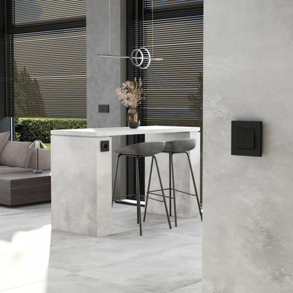 Выключатель двухклавишный с самовозвратом (черный матовый) W1122408