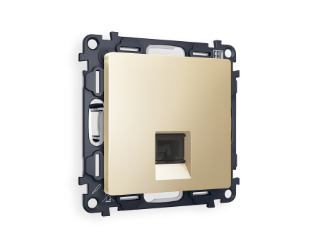 Комплект механизма компьютерной розетки ALFA MA612010 Шампань RJ-45(8P8C) CAT6 с защитной шторкой QUANT