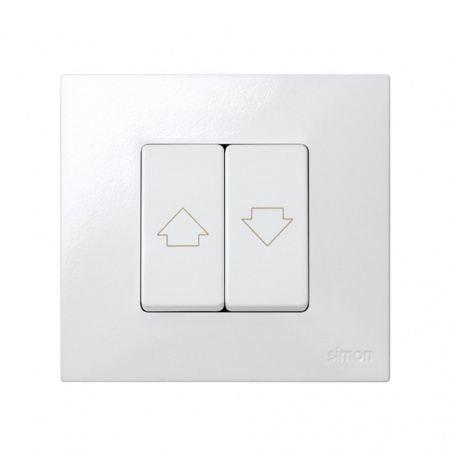 Simon 27  Белый Двухклавишный кнопочный выключатель для жалюзи c блокировкой 10A 250В~