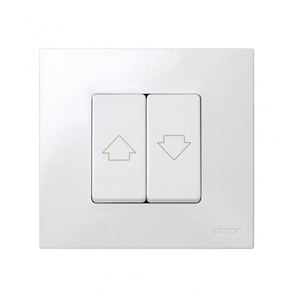 Simon 27  Белый Двухклавишный кнопочный выключатель для жалюзи c блокировкой 10A 250В~