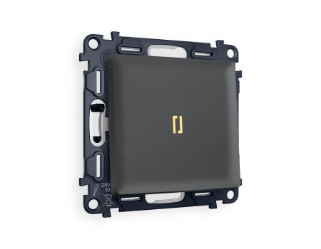 Комплект механизма 1-клавишного выключателя с подсветкой 3200K ALFA MA902010 Графит мягкое касание QUANT