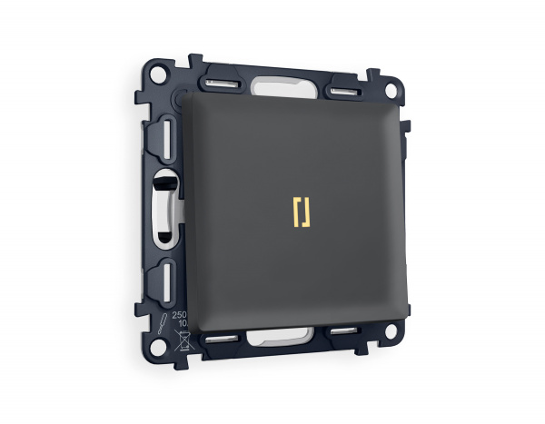 Комплект механизма 1-клавишного выключателя с подсветкой 3200K ALFA MA902010 Графит мягкое касание QUANT