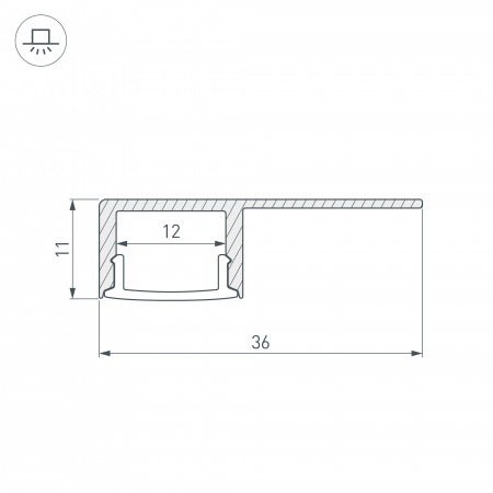 Arlight Профиль ARH-DECORE-S12-LINE-EDGE-3000 ANOD (Алюминий)
