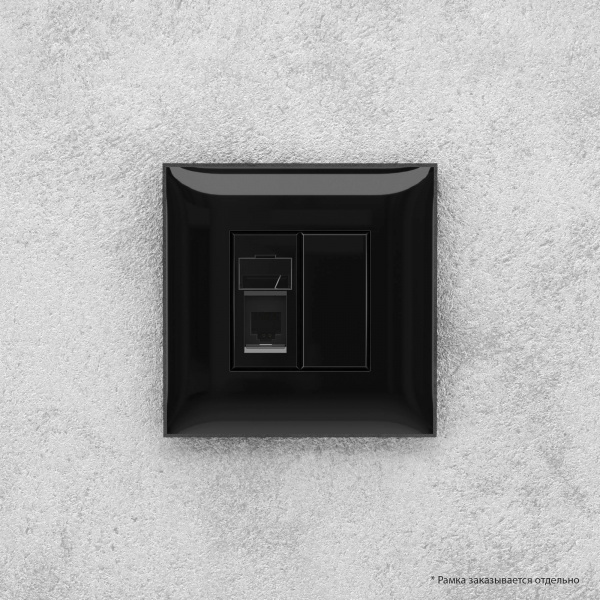 DKC Avanti Черный квадрат Розетка телефонная одинарная