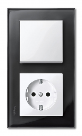 SE Merten SM M-Elegance Стекло Черное кальцит Рамка 2-ая