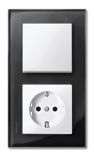 SE Merten SM M-Elegance Стекло Черное кальцит Рамка 2-ая