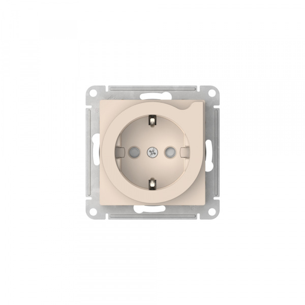 Systeme Electric AtlasDesign Бежевый Розетка с заземлением со шторками с выталк., 16А,мех., быстрозажим. клем.