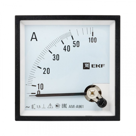 EKF PROxima Амперметр AMA-961 аналоговый на панель (96х96) квадратный вырез 50А прямое подкл.