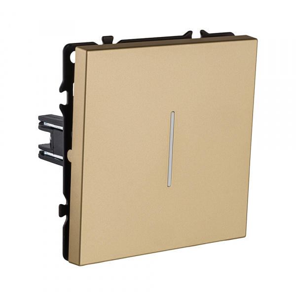 Выключатель 1-клавишный 10А/250В с LED подсветкой, золотой Kollinger Eclipse EC-007GD