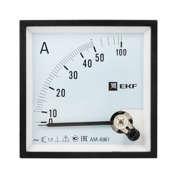 EKF PROxima Амперметр AMA-961 аналоговый на панель (96х96) квадратный вырез 50А прямое подкл.