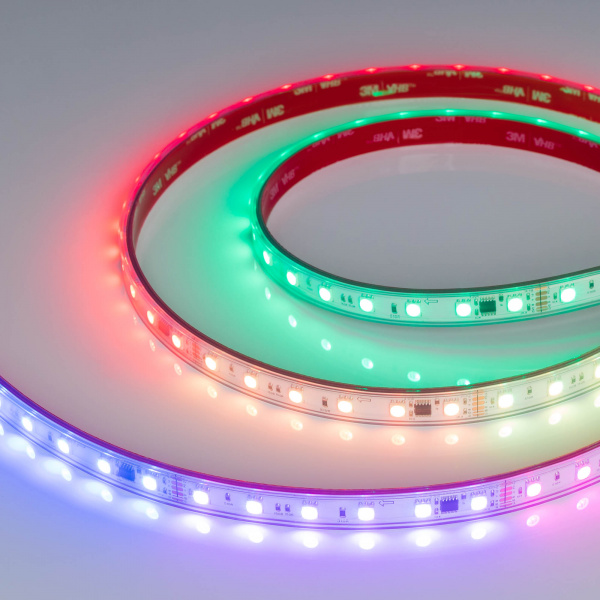 Arlight Лента герметичная DMX-PS-B60-12mm 24V RGB-PX6 (14 W/m, IP67, 5060, 5m) (бегущий огонь)