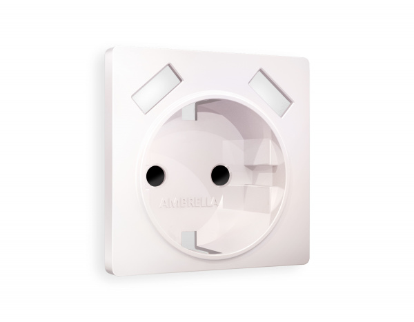 Лицевая панель ALFA (Жемчуг) для электрической розетки с заземлением со шторками 2USB A+A QUANT AP2090