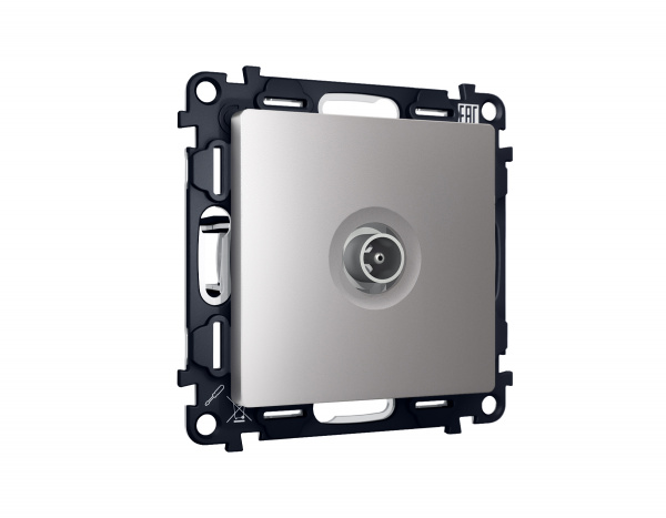 Комплект механизма TV розетки оконечной ALFA MA513010 Сталь матовый 50-870 MHz 1dB QUANT