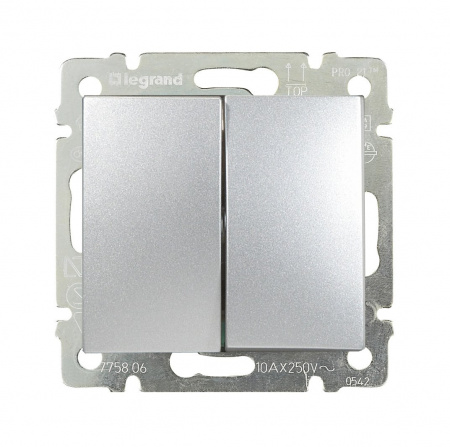 Legrand Valena Алюминий Выключатель 2-х клавишный