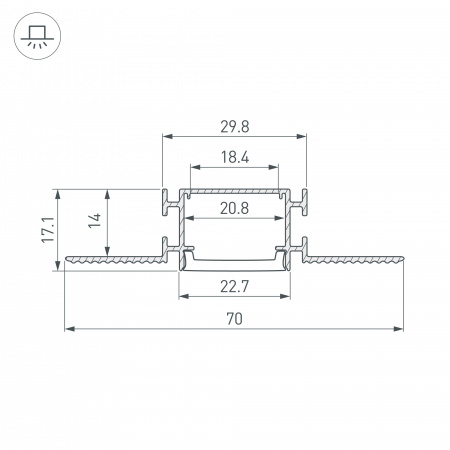 Arlight Профиль FANTOM-W23-2000 ANOD (Алюминий)