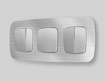 Лицевая панель OMEGA (Серебро глянец) для 2-клавишных выключателей QUANT OP4030