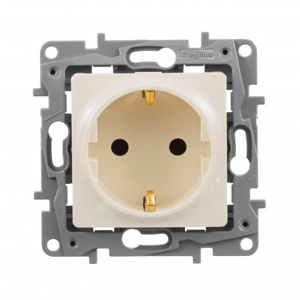 Legrand Etika Слоновая кость Розетка с/з, винтовые клеммы