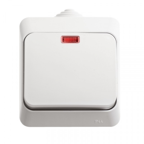 SE Этюд наруж Бел Выключатель 1-клавишный с подсветкой IP44