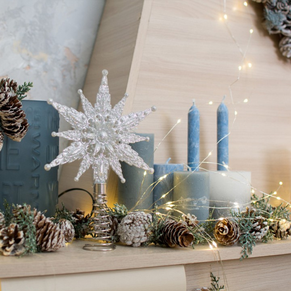 Гирлянда нить 'Роса' теплый белый на батарейках 3 м IP20 400-006 теплый белый Eurosvet Роса