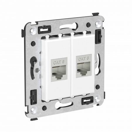 DKC Avanti Компьютерная розетка RJ-45 без шторки в стену, кат.6 двойная экранированная, Белое облако