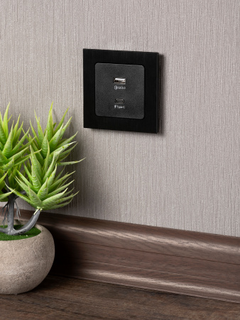 EKF PROxima Стокгольм Черный Розетка с 2USB type A+C