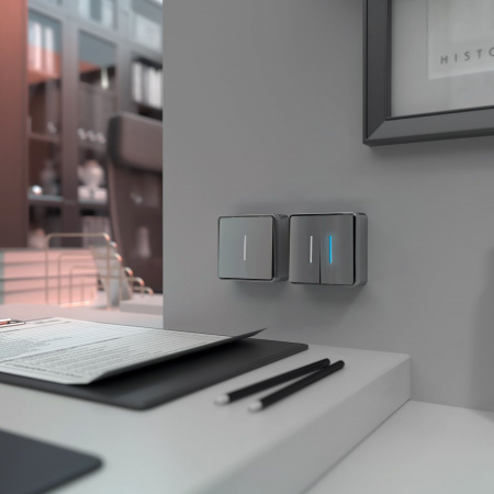 Выключатель одноклавишный с подсветкой Gallant серебряный W5010106