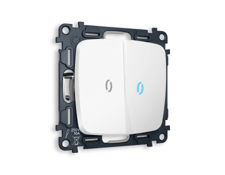 Комплект механизма 2-клавишного выключателя с подсветкой 10000K OMEGA MO124020 Белый матовый QUANT