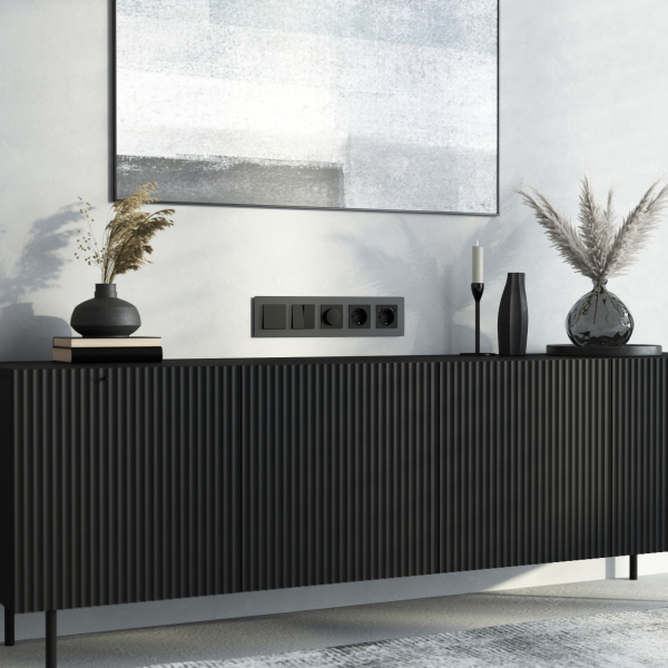 Рамка из стекла на 5 постов Senso черный soft-touch W0053108