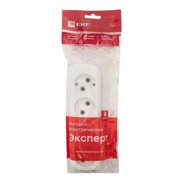 EKF PROxima Колодка 4 гн. 10А 2,2кВт б/з Эксперт