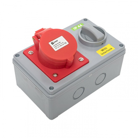 EKF Розетка с блокировкой и выключателем 1424 3Р+РЕ 32А 380В IP44