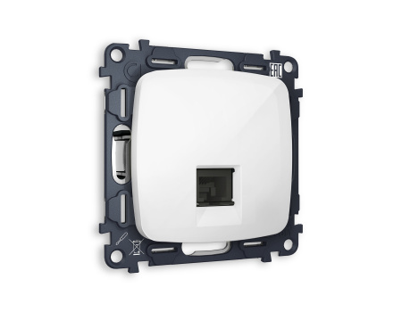 Комплект механизма компьютерной розетки OMEGA MO112010 Белый глянец RJ-45(8P8C) CAT6 с защитной шторкой QUANT