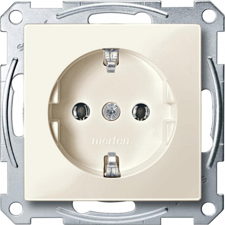 SE Merten SM Беж глянец Розетка с/з безвинт.зажим
