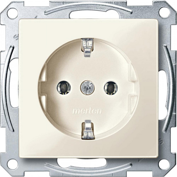 SE Merten SM Беж глянец Розетка с/з безвинт.зажим