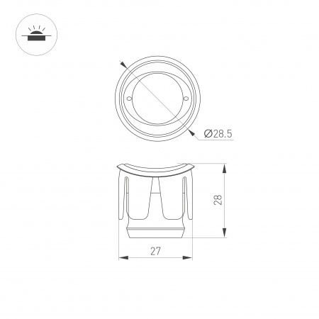 Arlight Светильник ALT-LODESTAR-HANDRAIL-R27-1.5W Warm3000 (GR, 70 deg, 12-24V) (IP67 Металл, 3 года)