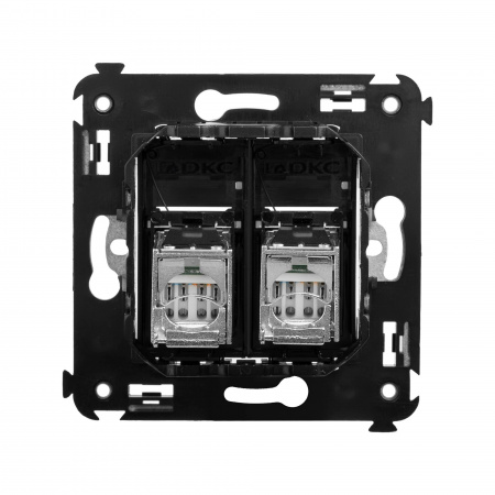 DKC Avanti Черный квадрат Компьютерная розетка RJ-45 двойная  категория 6 экранированная