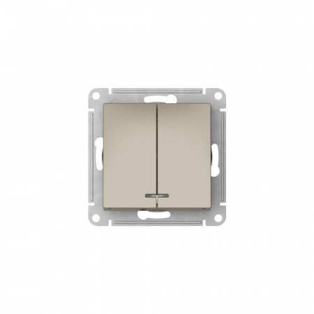 Systeme Electric AtlasDesign Шампань Выключатель 2-клавишный с подсвет.,сх.5а, 10АХ,мех., быстрозажим. клем.