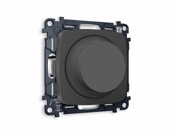 Комплект механизма светорегулятора универсального поворотно-нажимного OMEGA MO905510 Графит мягкое касание 25-600W/LED 5-300W QUANT