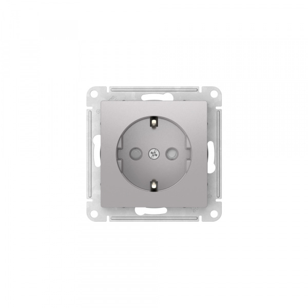 Systeme Electric AtlasDesign Алюминий Розетка с заземлением со шторками, 16А, мех., быстрозажим. клем.