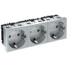 OBO Bettermann Розетка силовая 0° тройная 3х2К+З, 3 модуля Modul45, 45х135 мм, со шторками, 16А 250В алюминиевый