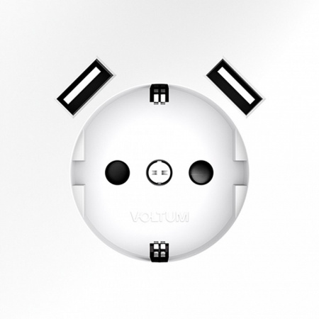 Розетка встраиваемая VOLTUM S70 с заземлением и защитными шторками, 16А, с USB, A+A, (белый матовый)