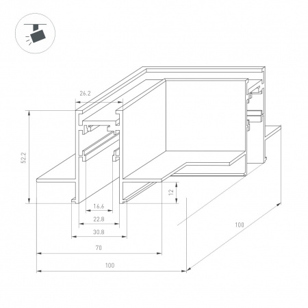 Коннектор L-образный для магнитного шинопровода Arlight Mag-Orient-Con-2652-Fdw-L90 033639