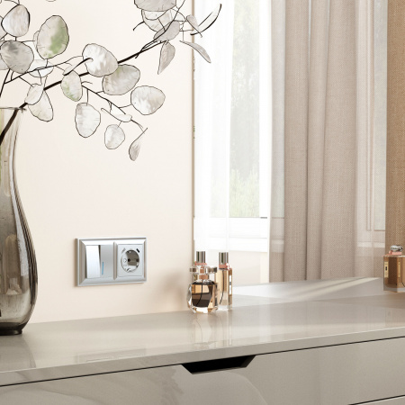 Рамка из поликарбоната на 2 поста Fiore серебряный W0022206